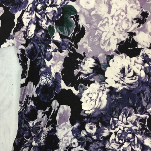 Simply Vera Vera Wang Purple Floral V-Neck Top Plus Sz 3X Long Sleeve Tee Rayon - Picture 5 of 13